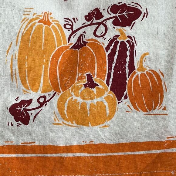 NWT Autumn Fall Pumpkins Flour Sack Towel Set Burgundy - Picture 4 of 9